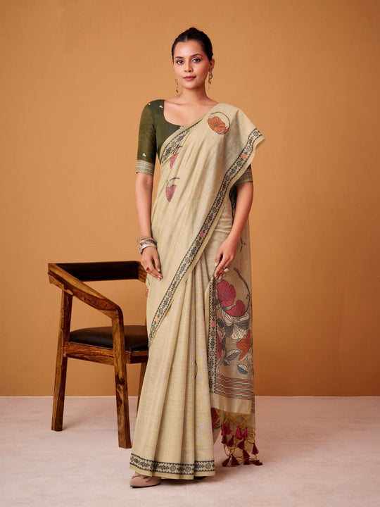 Jamdani Cotton Saree With Conrast Blouse Piece