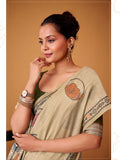 Jamdani Cotton Saree With Conrast Blouse Piece