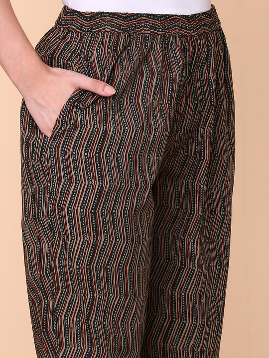 Floral Printed V-Neck Three-Quarter Sleeves Angrakha Pure Cotton Kurta Set