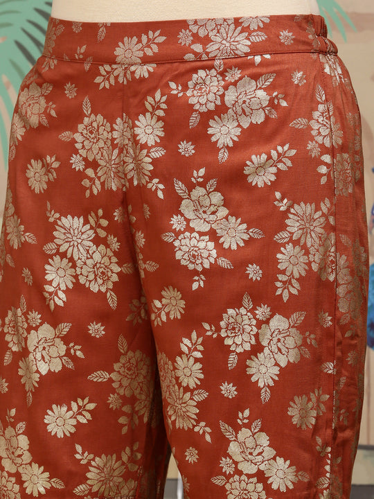 Floral Printed Round Neck Three-Quarter Sleeves Kurti with Sharara & With Dupatta