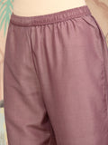 Floral Embroidered Sequinned Straight Kurta With Trousers & Dupatta