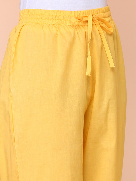 Floral Printed V-Neck Empire Pure Cotton Kurta with Trousers