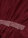 Maroon Kimono Sleeve Asymmetric Kaftan Kurti with Trousers