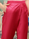 Floral Printed Round Neck Mirror Work Straight Kurta with Trousers & Dupatta
