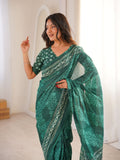 Soft Pure Cotton Hand Bagru Print Sarees With Blouse Pice