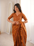 Soft Pure Cotton Hand Bagru Print Sarees With Blouse Pice