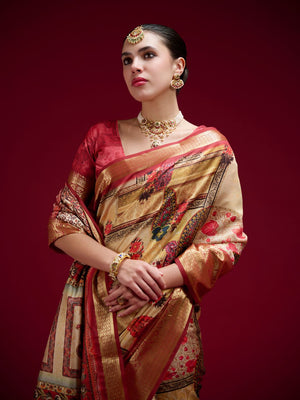 Dola Handloom Banarasi Silk Saree With Blouse Piece