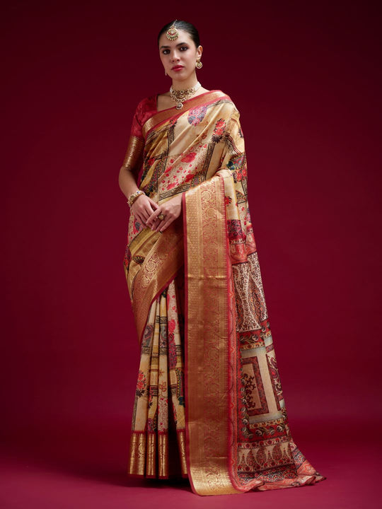 Dola Handloom Banarasi Silk Saree With Blouse Piece