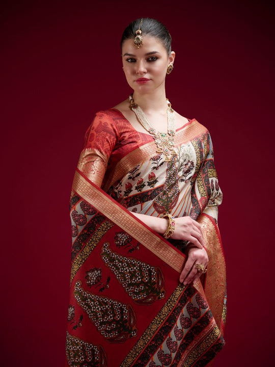 Dola Handloom Banarasi Silk Saree With Blouse Piece