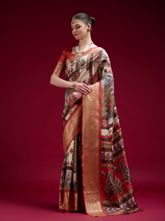 Dola Handloom Banarasi Silk Saree With Blouse Piece