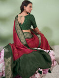 Red Digital Printed Viscose Saree With Blouse Piece