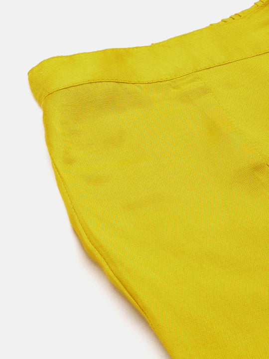 Yellow V-Neck Kurta With Trouser