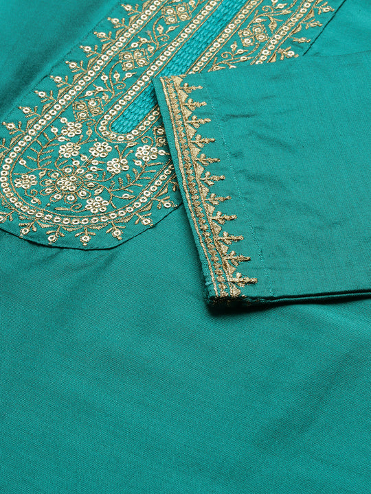 Regular Three-Quarter Sleeves Thread Work Kurta with Trousers