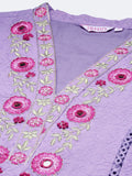 Purple Floral Embroidered Schiffli Pure Cotton Kurta With Trousers & Dupatta