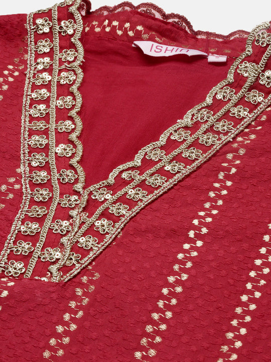 Floral Embroidered Regular Kurta with Trousers & Dupatta