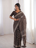 Soft Pure Cotton Hand Bagru Print Sarees With Blouse Pice