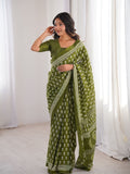Soft Pure Cotton Hand Bagru Print Sarees With Blouse Pice