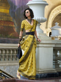 Yellow Tussar Linen Handloom Silk Saree With Weaving Silk Saree With Blouse Piece