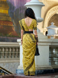 Yellow Tussar Linen Handloom Silk Saree With Weaving Silk Saree With Blouse Piece