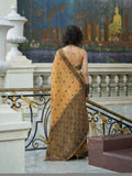 Orange Tussar Linen Handloom Silk Saree With Weaving Silk Saree With Blouse Piece