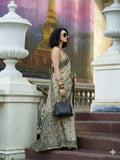 Light Olive Tussar Linen Handloom Silk Saree With Weaving Silk Saree With Blouse Piece
