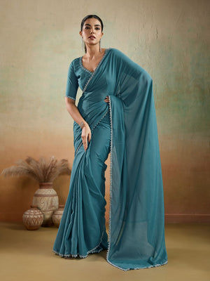 Matt Georgette With Ceramic-Inspired Lace Work