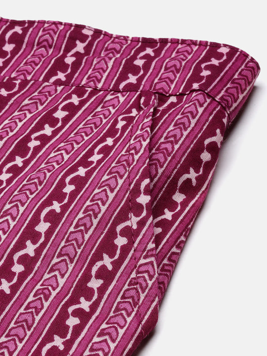 Cotton Embellished Floral Printed A-line Kurta With Trouser & Dupatta