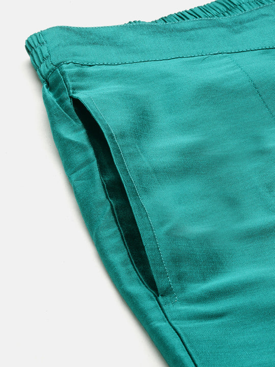 Regular Three-Quarter Sleeves Thread Work Kurta with Trousers