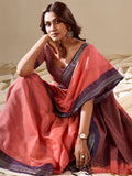 Orange Cotton Festive Wear Saree With Blouse Piece