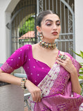 Magenta Banarasi Silk Patola Saree With Blouse Piece