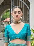 Sea-Green Banarasi Silk Patola Saree With Blouse Piece