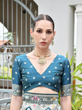 Rama Banarasi Silk Patola Saree With Blouse Piece