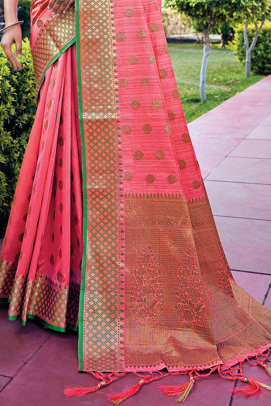 Brink Pink Banarasi Saree