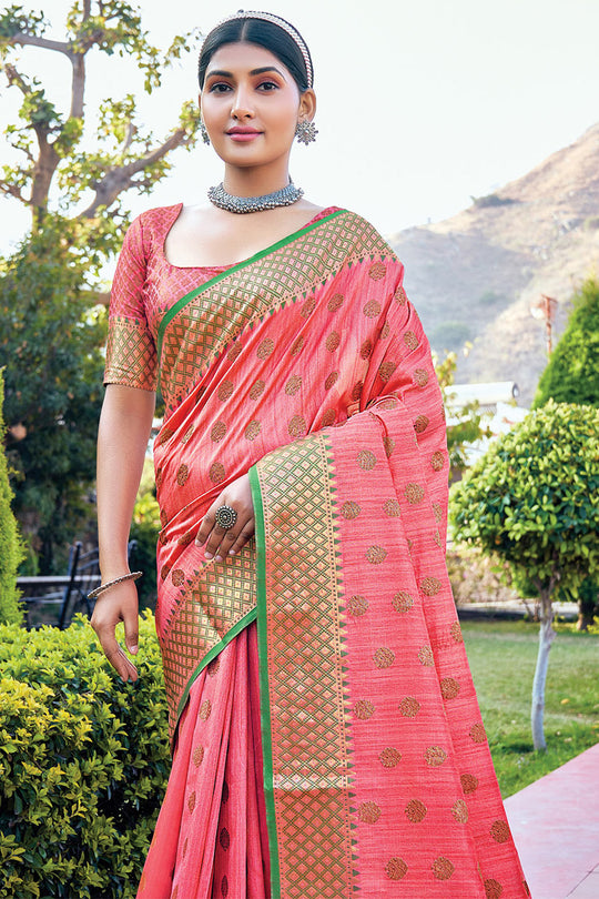 Brink Pink Banarasi Saree