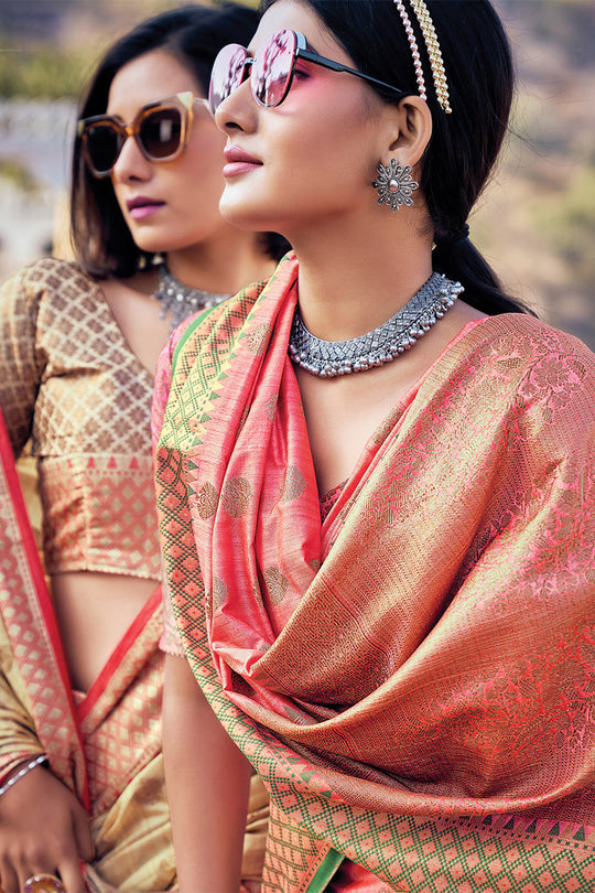Brink Pink Banarasi Saree
