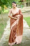 Tussar Silk Saree Featuring Beautiful Checks Printed Saree