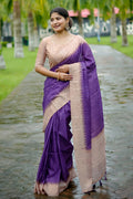 Tussar Silk Saree Featuring Beautiful Checks Printed Saree