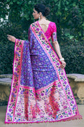 Purple Patola Silk Blend Saree With Blouse Piece