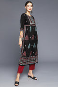 Women Black Ethnic Printed Kurta