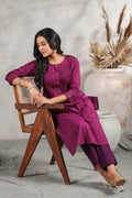 Women's Wine Cotton Kurta