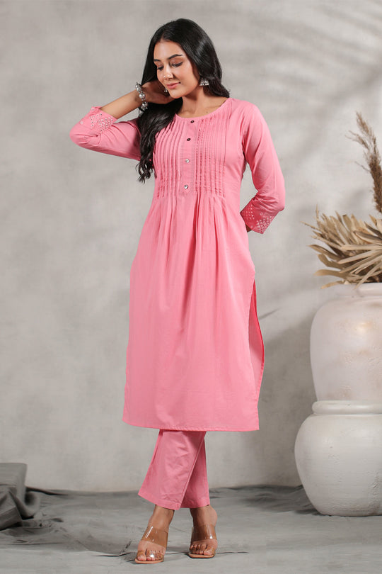 Women's Pink Straight Kurta