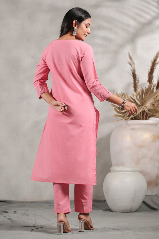 Women's Pink Straight Kurta