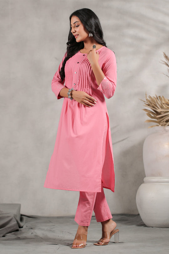 Women's Pink Straight Kurta