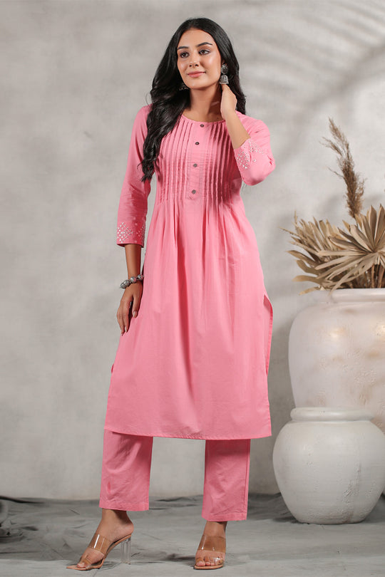 Women's Pink Straight Kurta