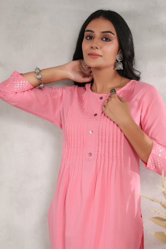 Women's Pink Straight Kurta