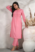 Women's Pink Straight Kurta