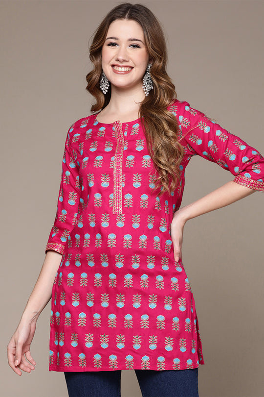 Women's Pink Printed Kurti