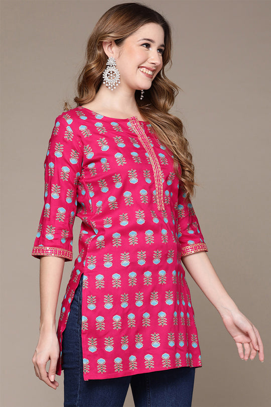 Women's Pink Printed Kurti