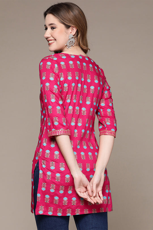 Women's Pink Printed Kurti