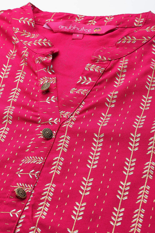 Women's Pink Geometric Printed Kurti